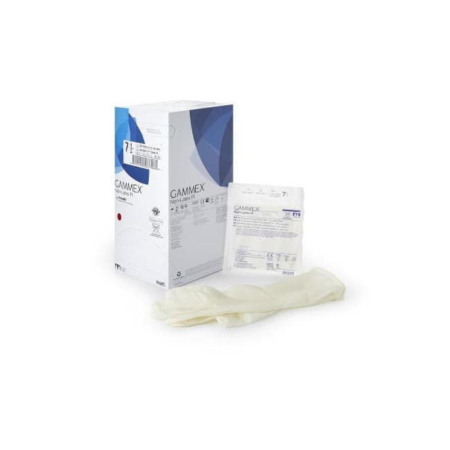 GAMMEX Non-Latex PI Surgical Glove White Neutral Beaded Cuff Standard, Size 7.5 - Case of 200 - Image 1