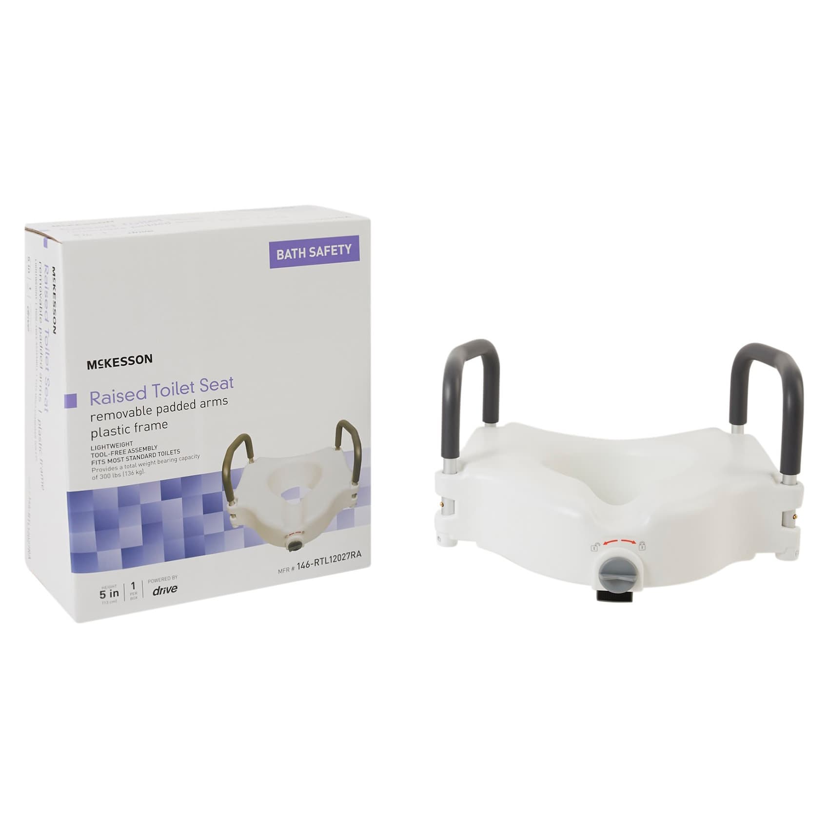 McKesson 300 lbs Capacity Raised Toilet Seat, 17 x 16.5 x 5 Inch - Image 1
