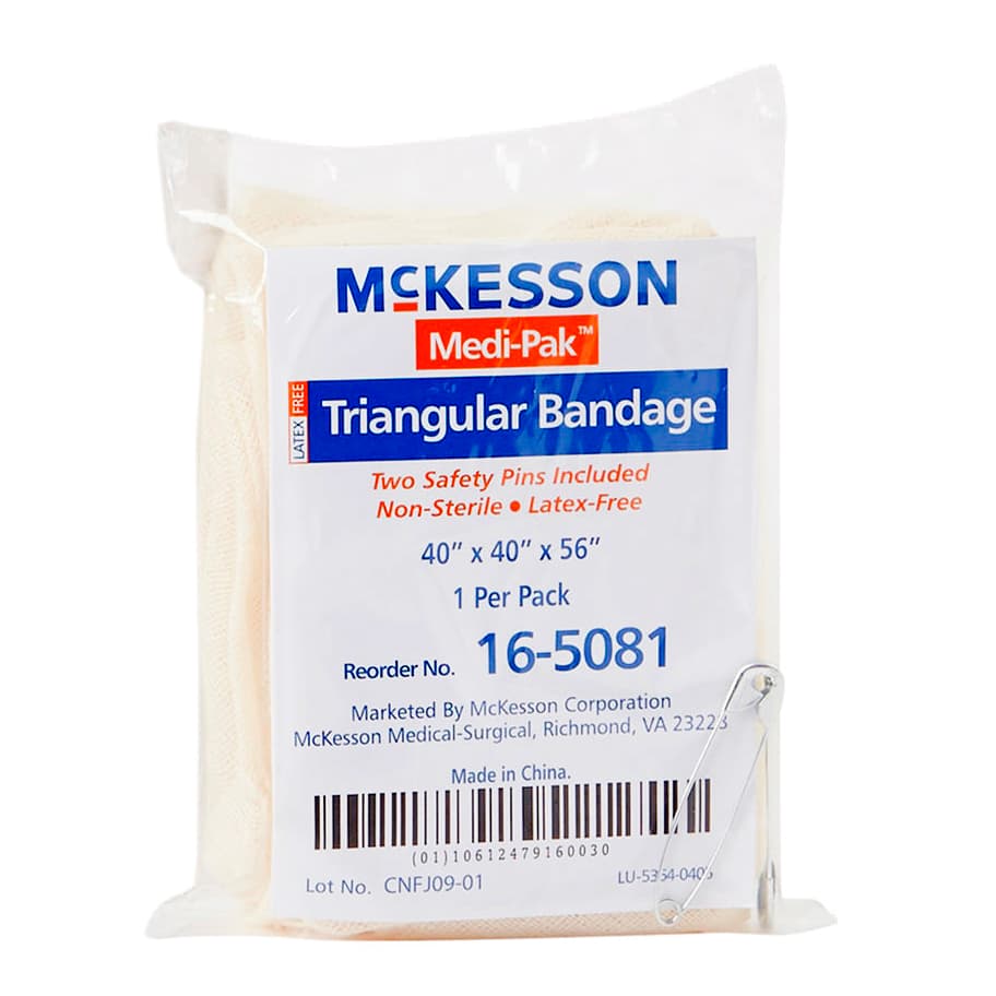 McKesson Triangular Arm Sling Bandage, 40 x 40 x 56 Inch, 2 Safety Pins - Each - Image 1