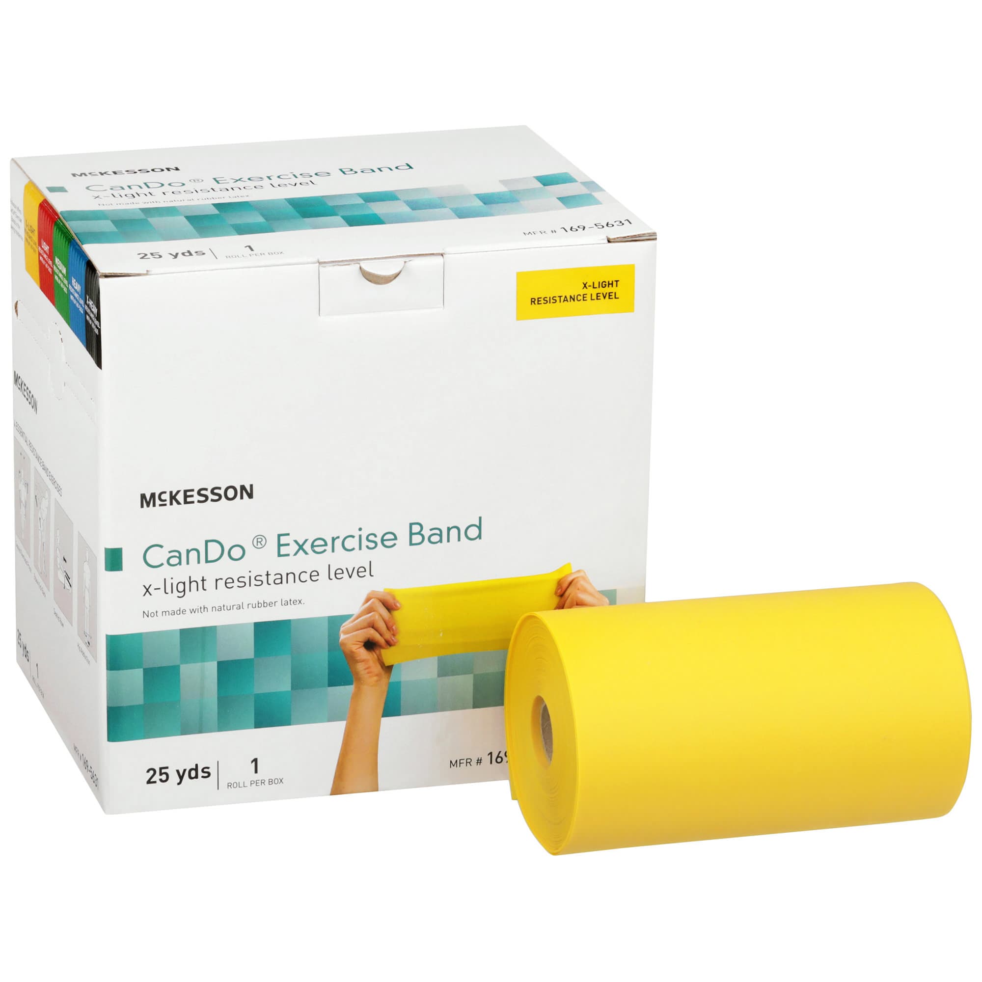 McKesson CanDo Yellow Extra Light Resistance Exercise Band, 5 Inch X 25 Yard - Image 1
