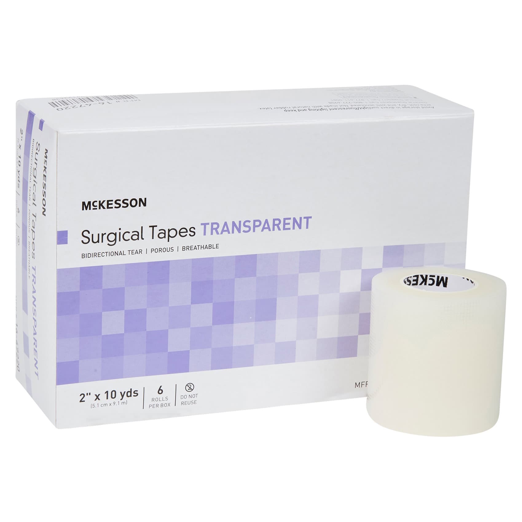 McKesson Air Permeable Plastic Surgical Tape, 2 Inch x 10 Yard - Box of 6 - Image 1
