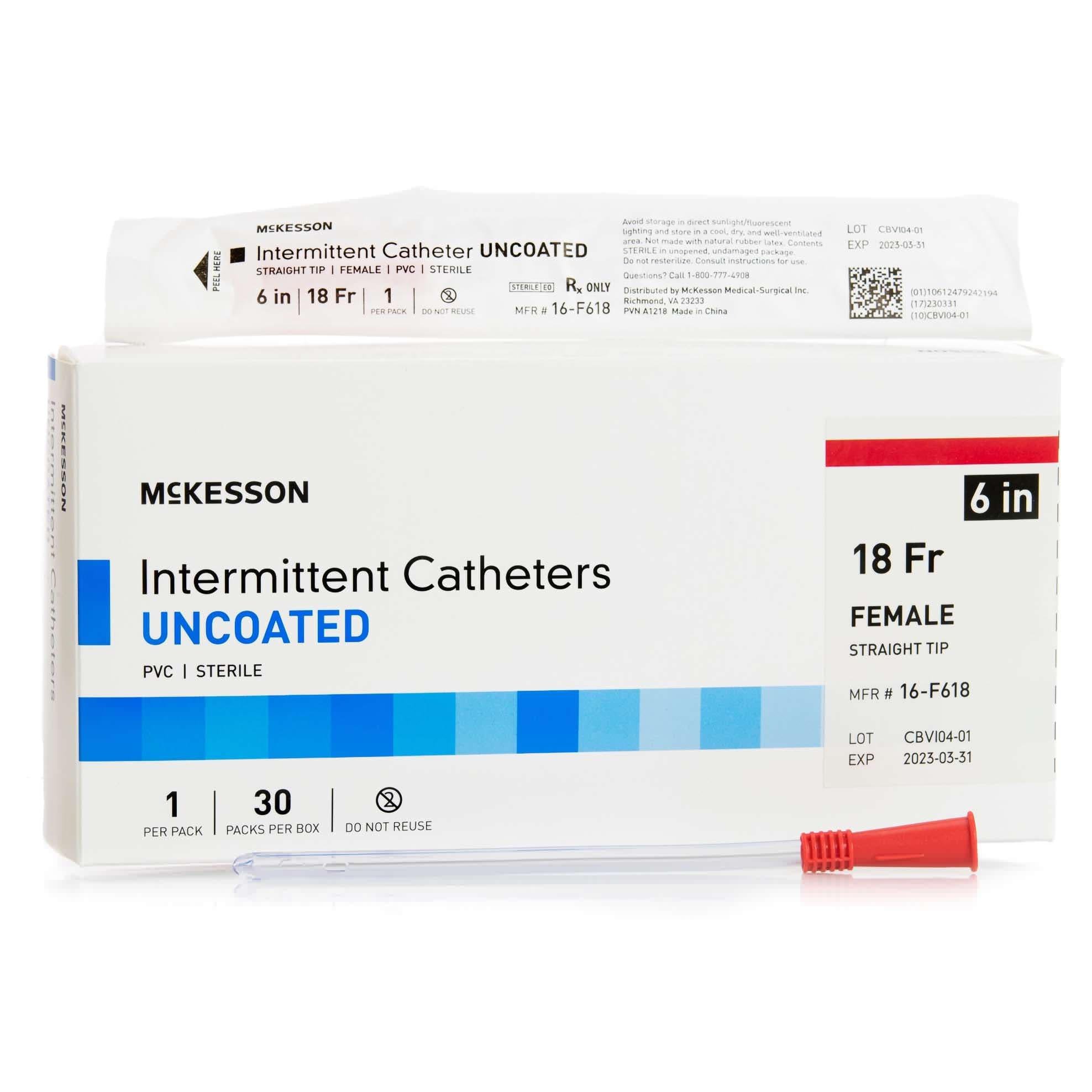 McKesson Uncoated PVC Urethral Catheter, Female, 18 Fr, 6 Inch - Case of 300 - Image 1