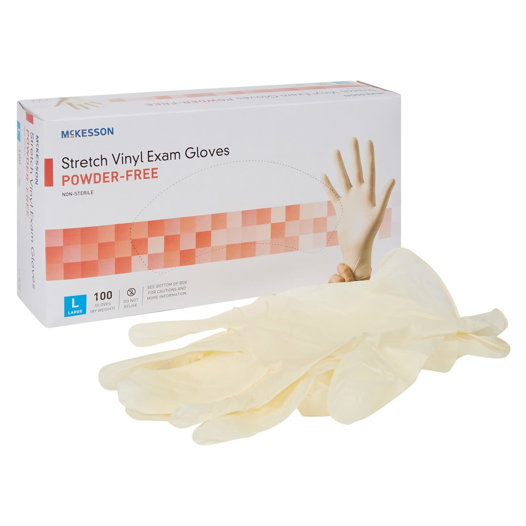 McKesson Stretch Vinyl Powder Free Exam Gloves, Ivory, Large - Case of 1000 - Image 1