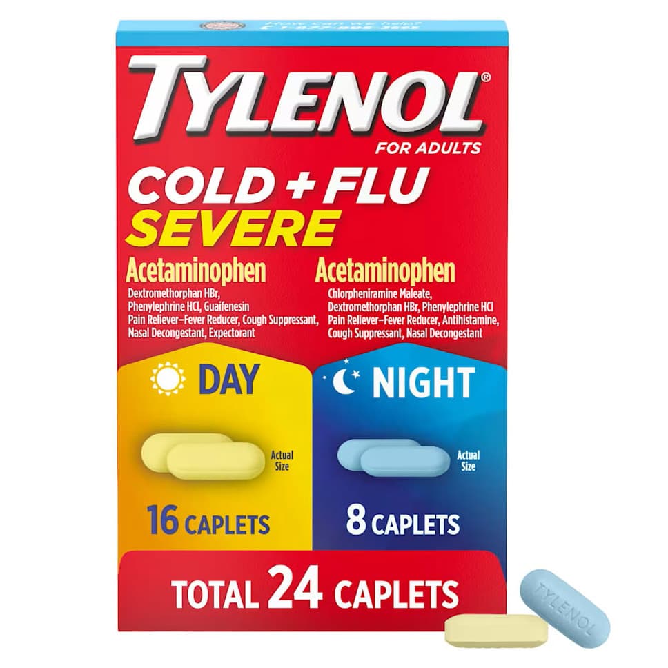Tylenol Cold + Flu Severe Day & Night Caplets Combo Pack, 24 Count - Each - Image 1