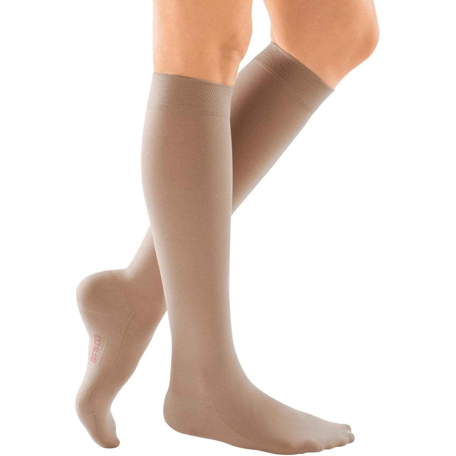 Mediven Sheer & Soft Standard Calf High Compression Stockings, 30-40mmHg, Closed Toe, Size V, Natural - Pair - Image 1