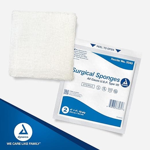 Dynarex Surgical Sponge, Sterile, 12 Ply, 4 x 4 Inch - Pack of 2 - Image 1
