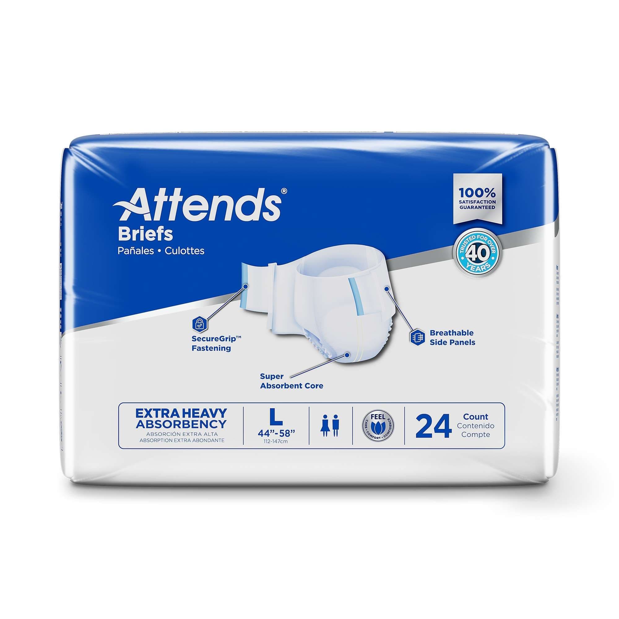 Attends Care Advanced Extra Heavy Absorbency Briefs, Large - Box of 72 - Image 1
