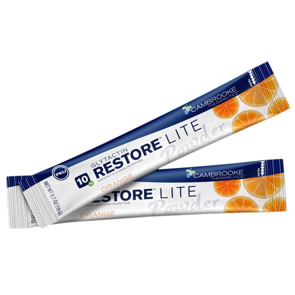 Glytactin Restore Lite GMP-Based PKU Powdered Formula, Orange, 0.7 oz - Case of 30 - Image 1