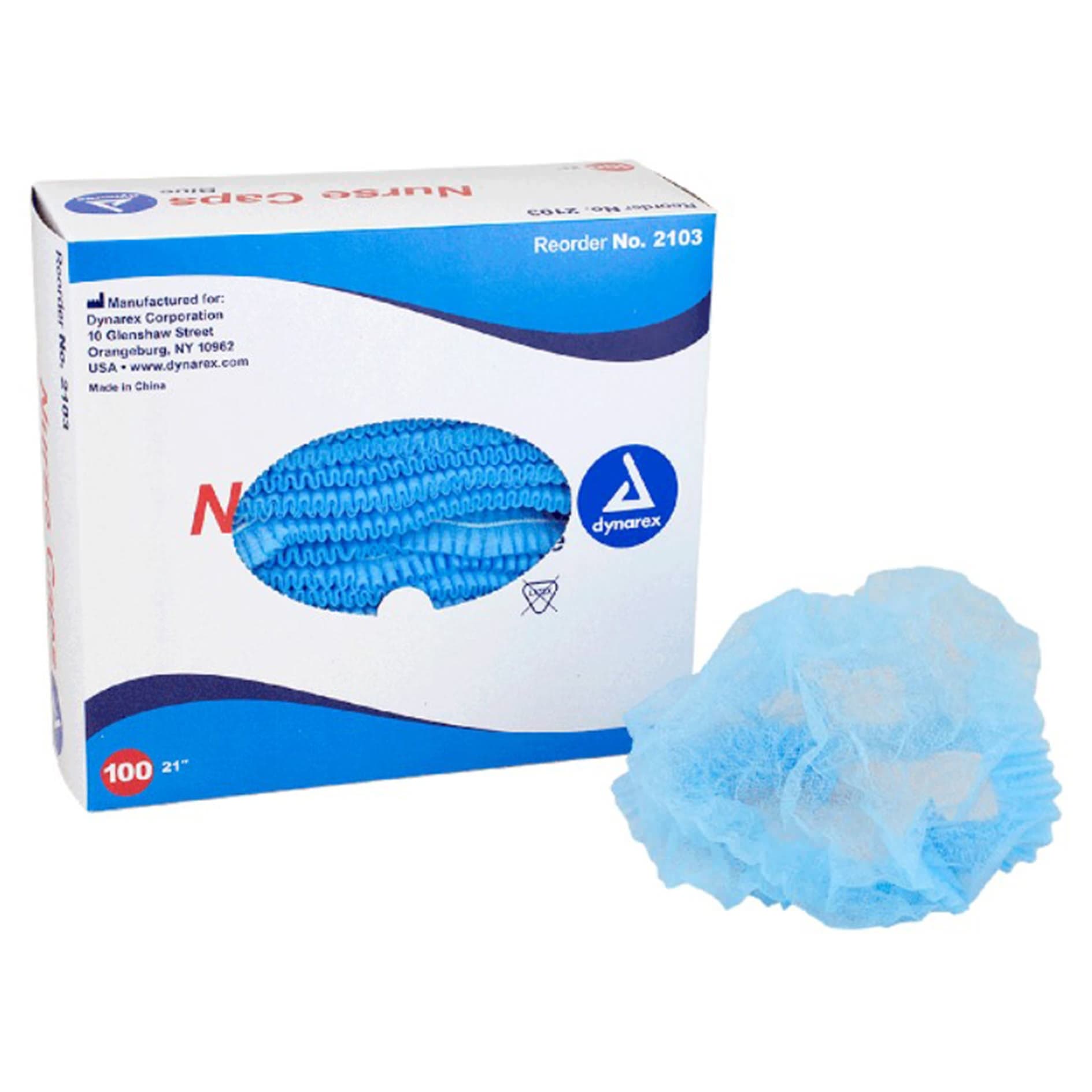 Dynarex Nurse and Surgeons Bouffant Caps, Blue - Case of 500 - Image 1