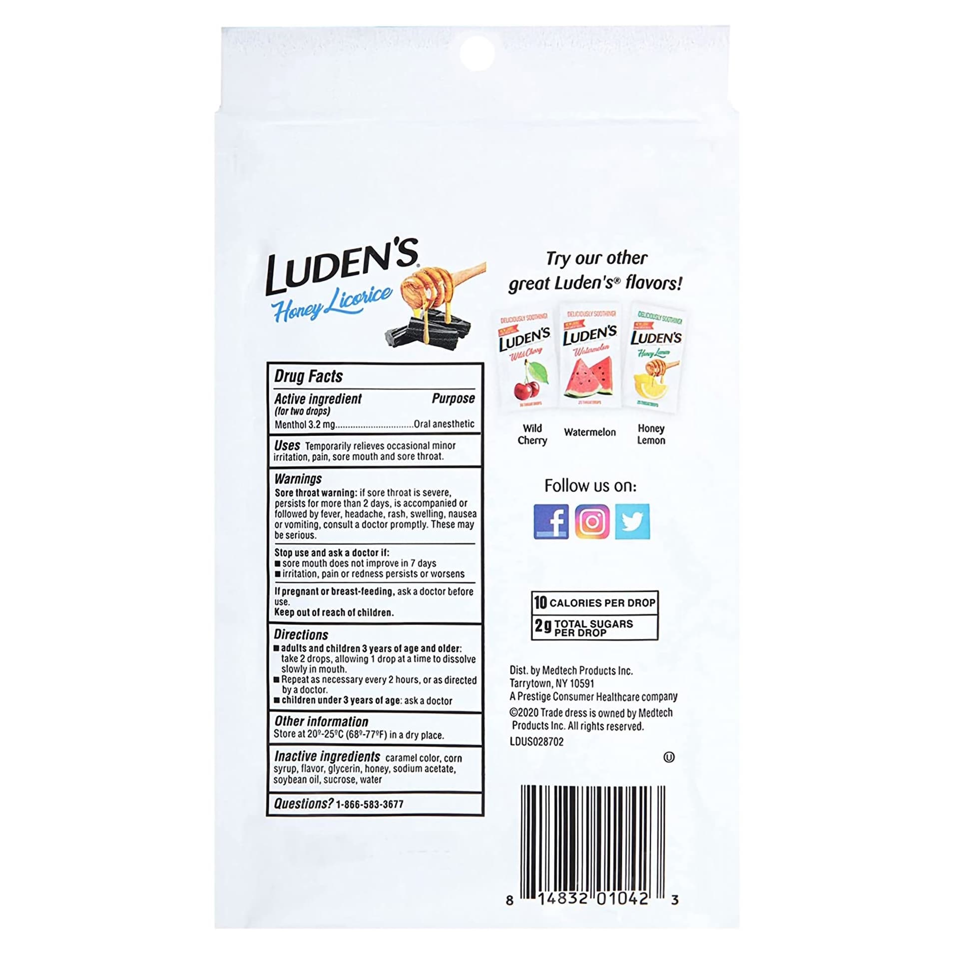 Luden's Sore Throat Relief Lozenge, Honey Licorice Flavor - Bag of 30 - Image 2