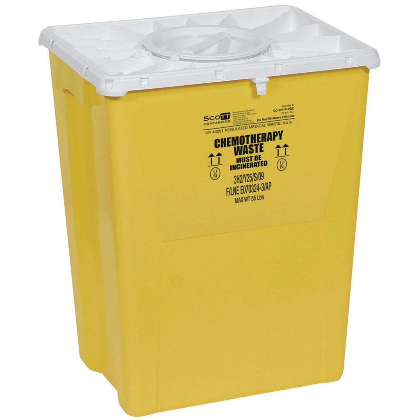 Medline Large PG-II Waste and Sharps Containers, 12 gal, Yellow - Case of 8 - Image 1
