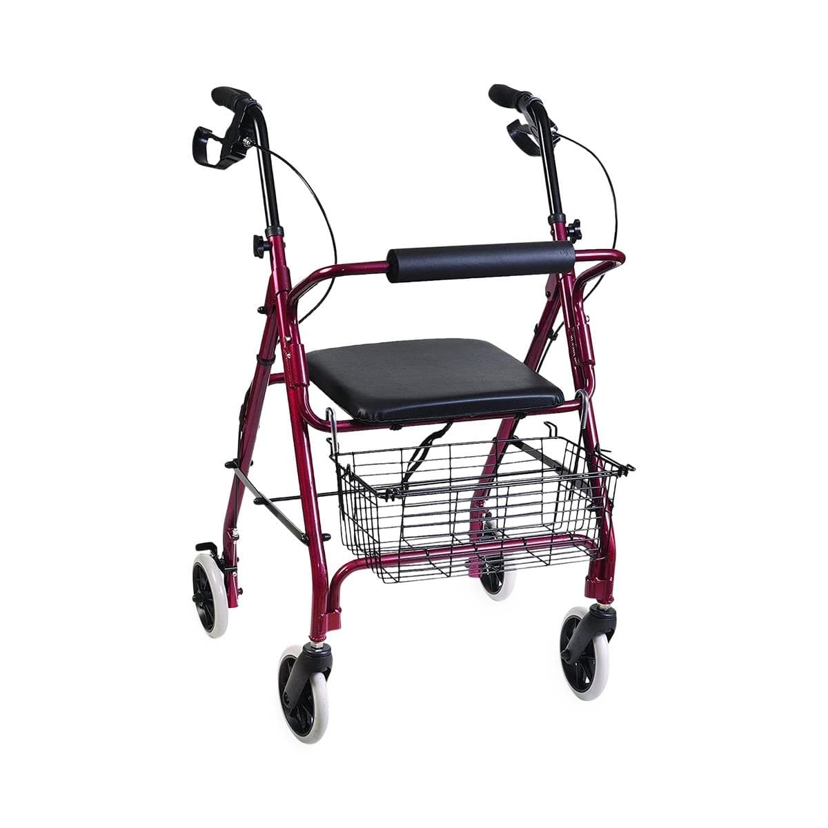 Healthsmart Ultra Lightweight Folding Aluminum Rollator Walker with Storage Basket, 300 lb - Image 2
