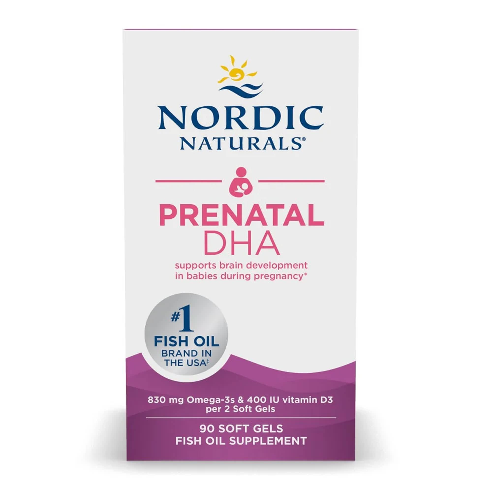 Prenatal DHA Vitamin D3 Dietary Supplement - Bottle of 90 Softgels - Image 1