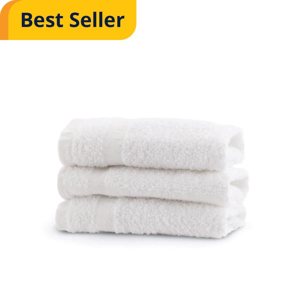 Medline Classic Cotton Terry Washcloths, 12 x 12, White - Package of 12 - Image 1