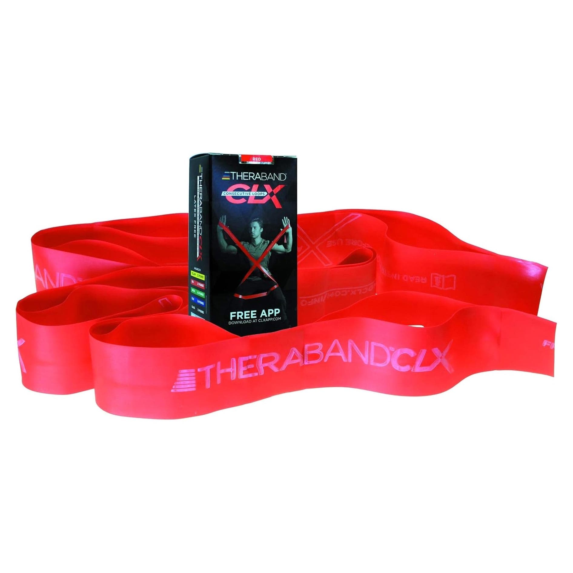 TheraBand CLX Resistance Band with Loops, 5 ft. Individual, Medium Red - Image 1