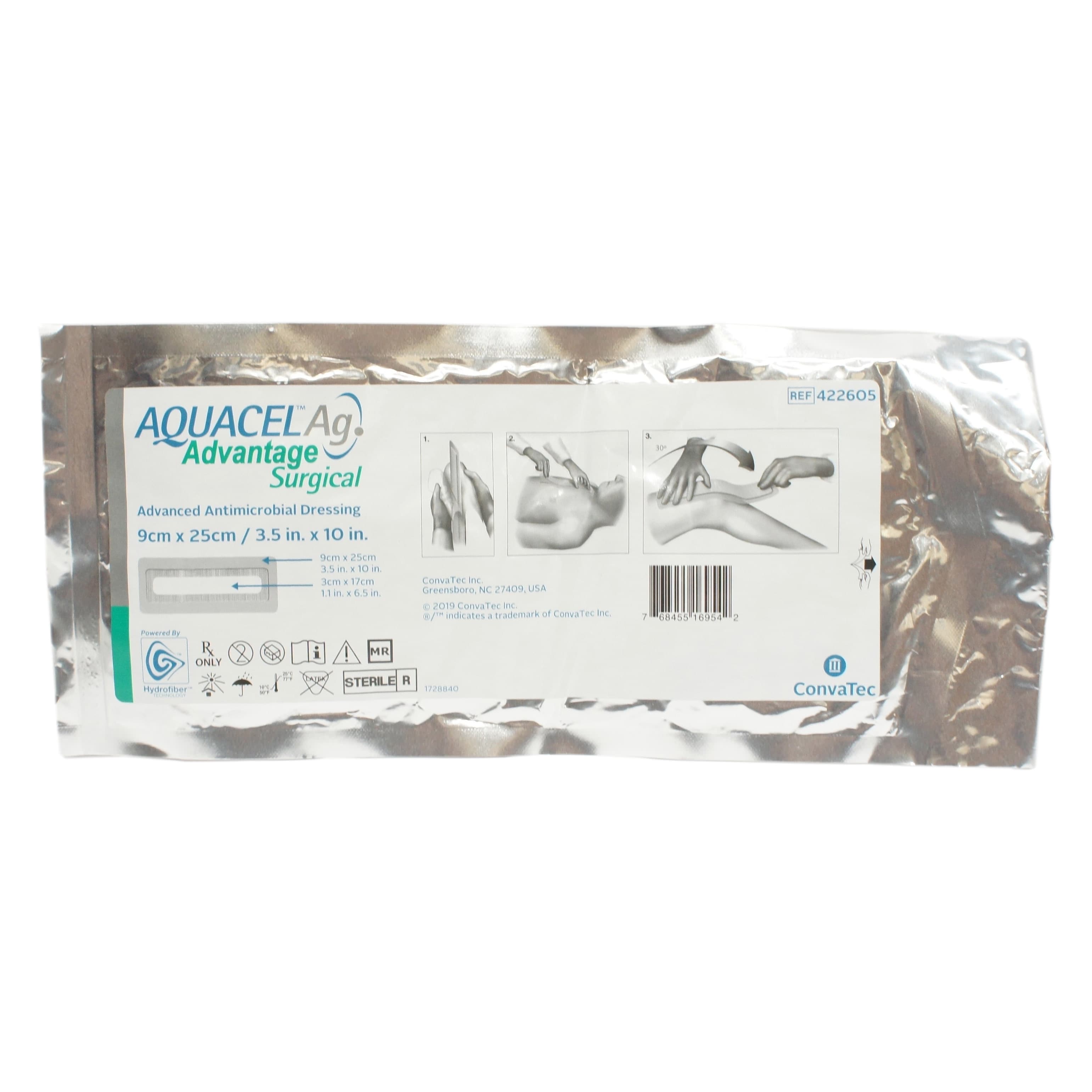 AQUACEL Ag Advantage Antimicrobial Dressings, 3.5 x 10 Inch - Each - Image 1