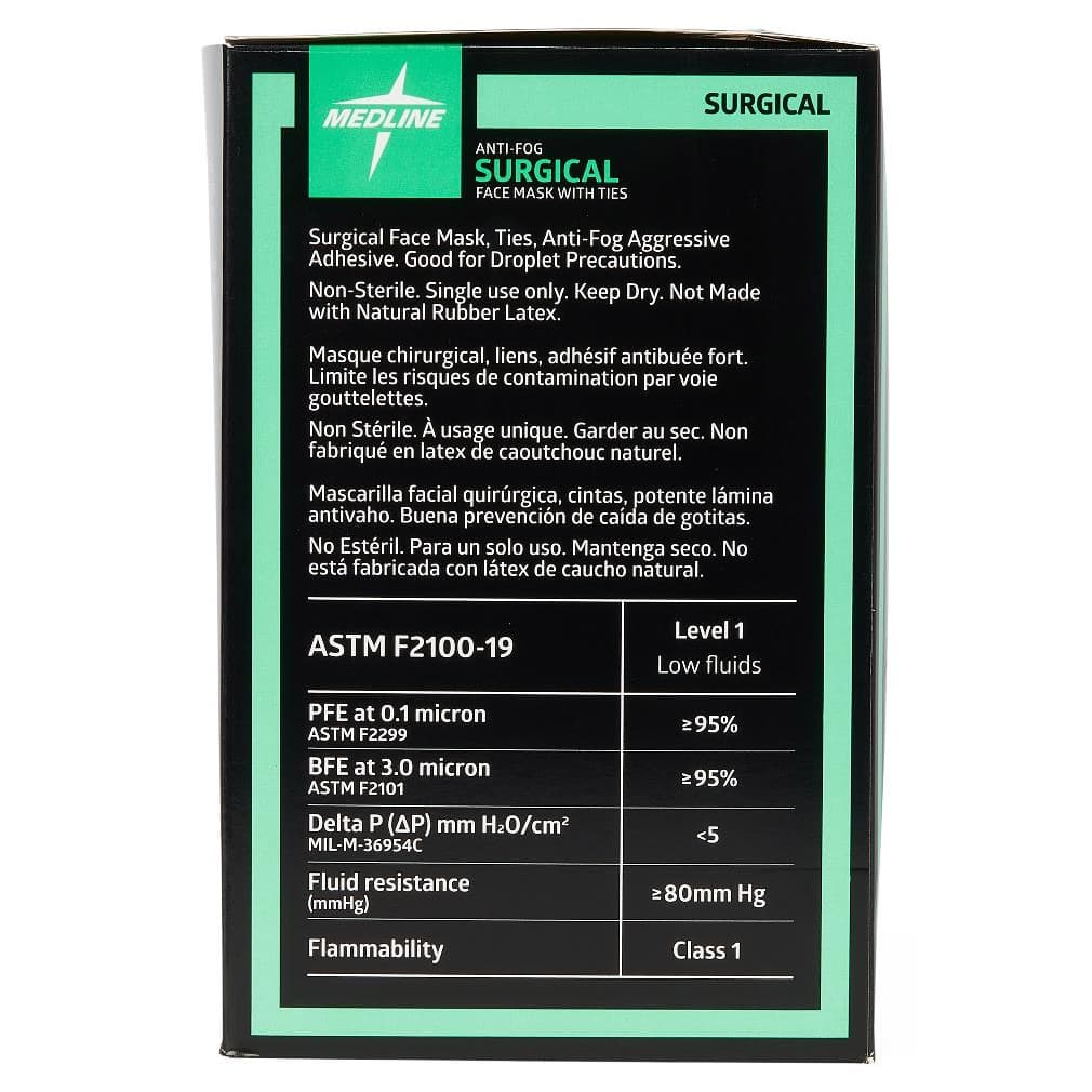 Medline Surgical Face Mask with Ties and Anti-Fog Adhesive Tape - Image 2