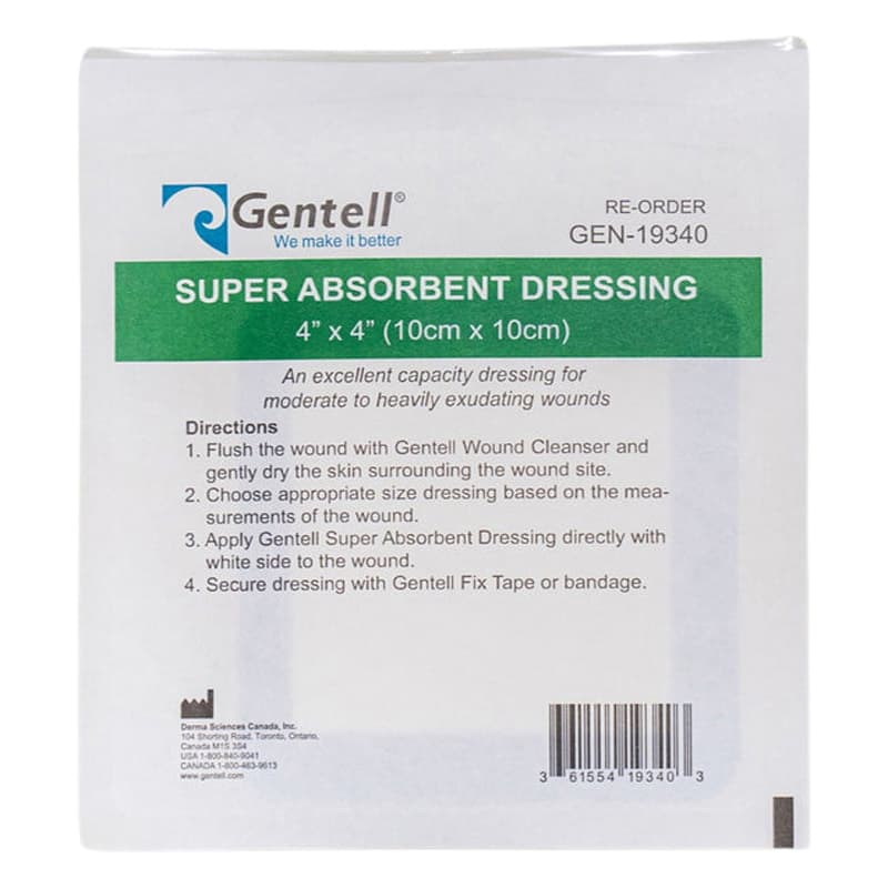 Gentell Super Absorbent Non-Adherent Dressing, 4 x 4 Inch - Each - Image 1