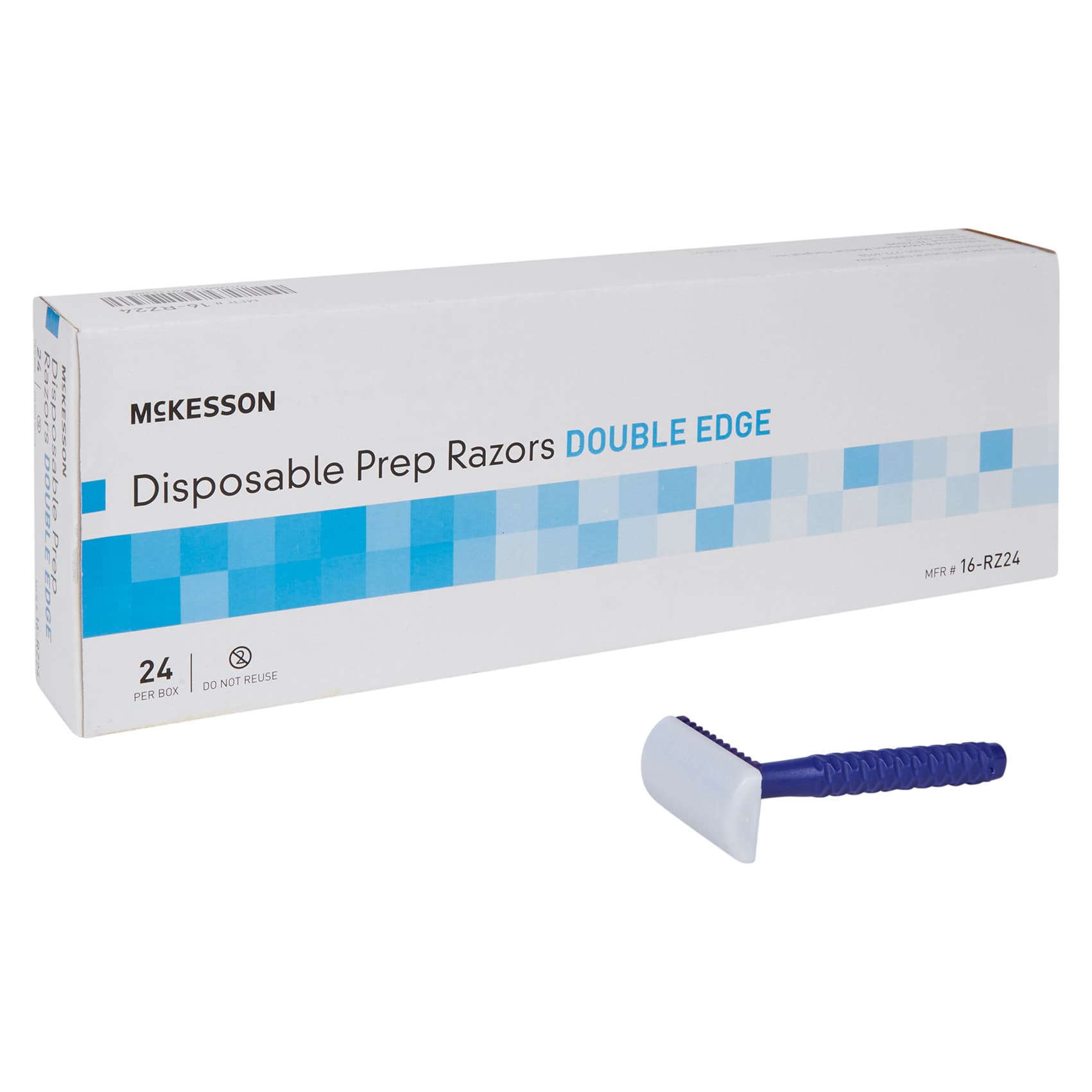 McKesson Razor Stainless Steel Blade Blue Double Edged Plastic Handle - Box of 24 - Image 1