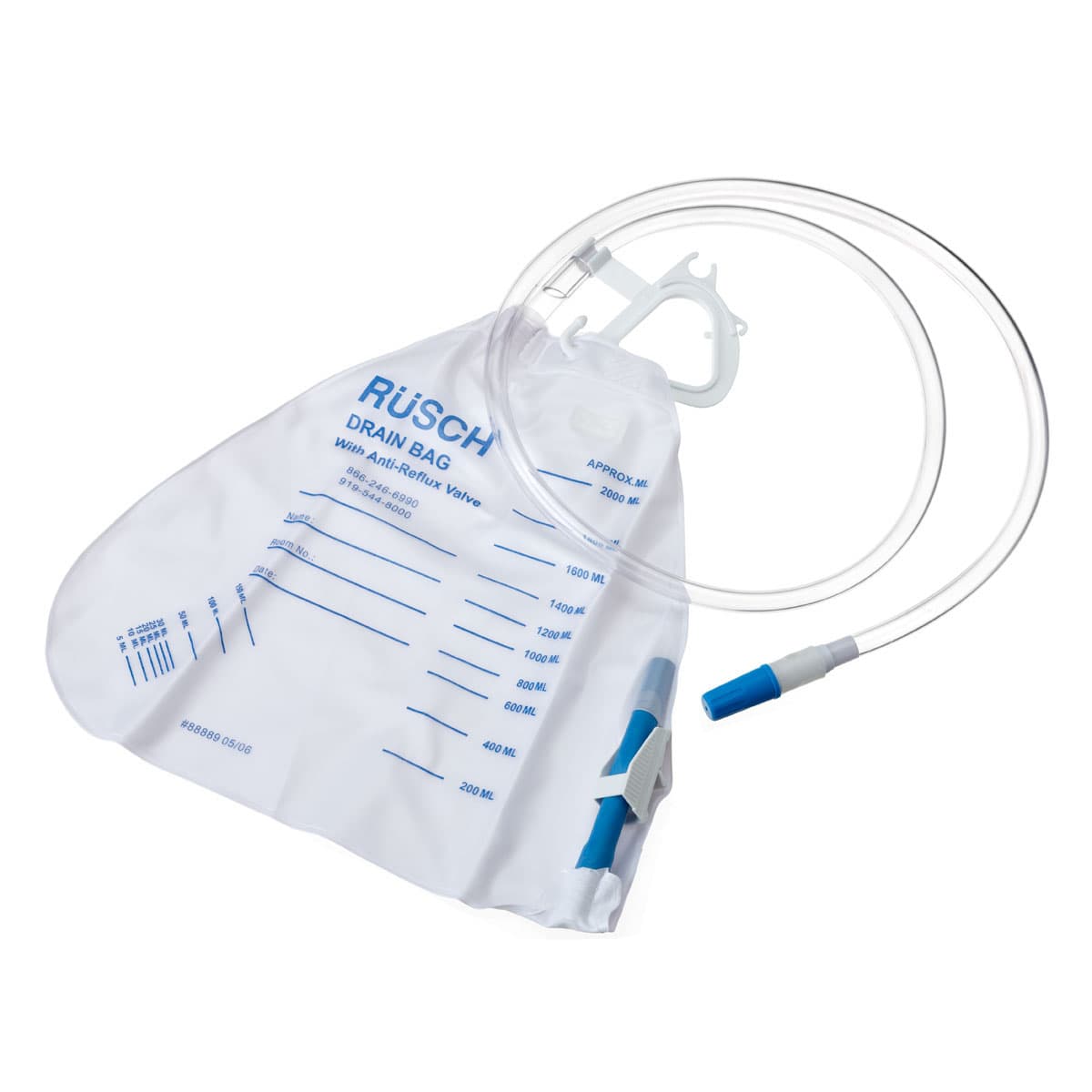 Rusch Urinary Drainage Bag with Anti-Reflux Valve - Box of 20 - Image 1