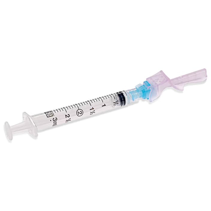 BD Eclipse Safety Hypodermic Syringe with Needle, Luer Lock Tip, 3 mL, 23 Gauge, 1-1/2 Inch - Box of 50 - Image 1