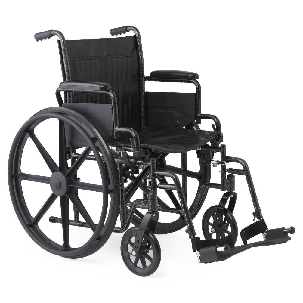 Medline Guardian K1 standard wheelchair 18"W x 16"D Seat Nylon with Full Length Arms and Swing Away Leg Rest - Image 1