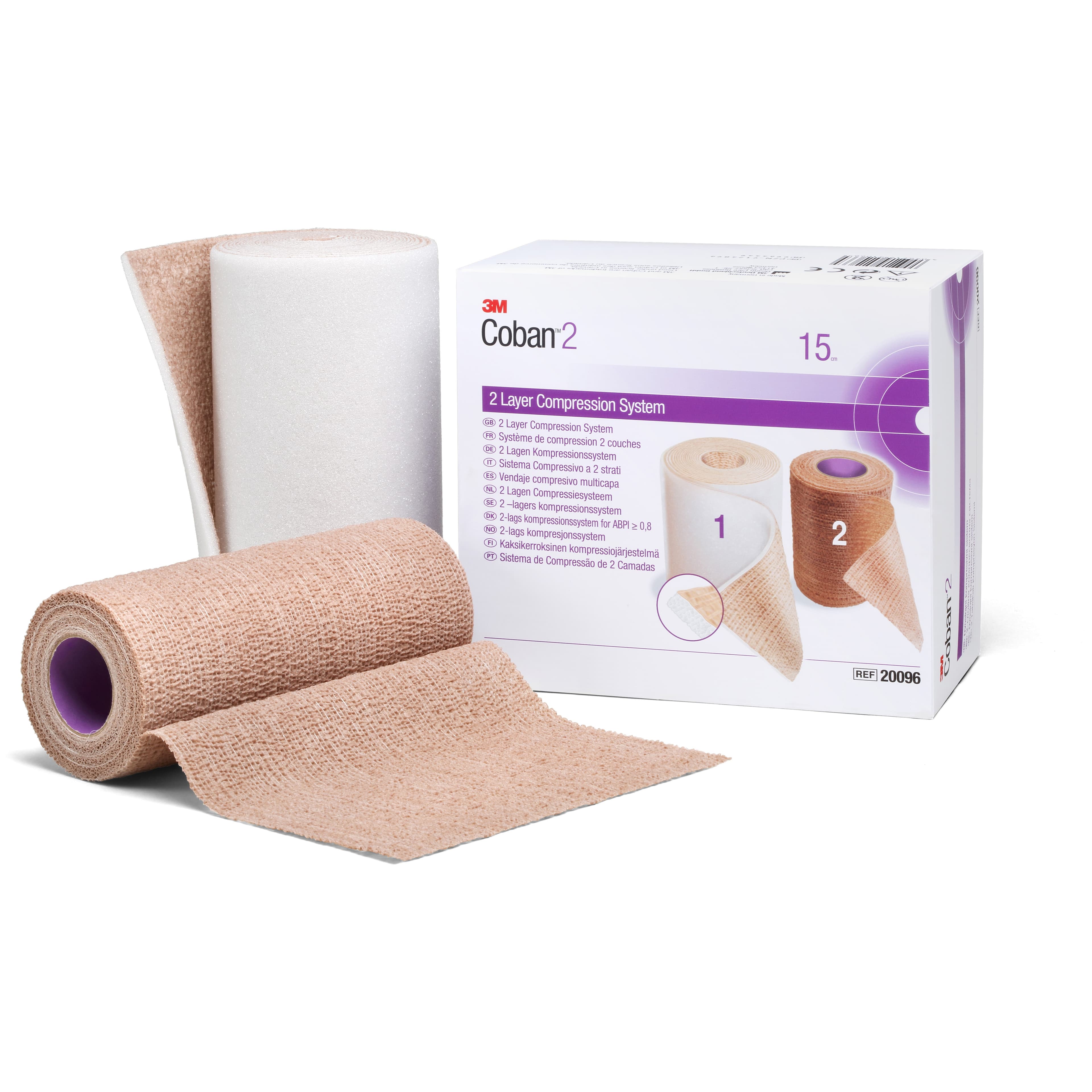 3M Coban 2 Layer Compression Bandage, 6" x 3-4/5 Yard, 6" x 4-9/10 Yard - Case of 8 - Image 1