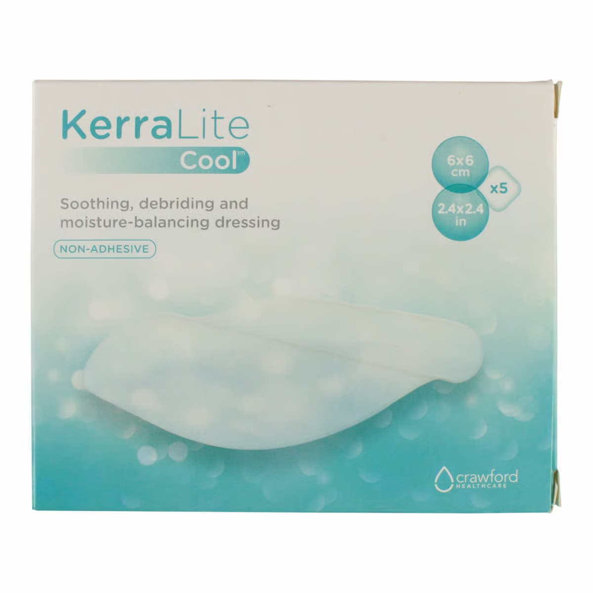 Kerralite Cool Moisture-Balancing Hydrogel Non-Adhesive Dressing, 2.4" x 2.4" - Box of 5 - Image 1