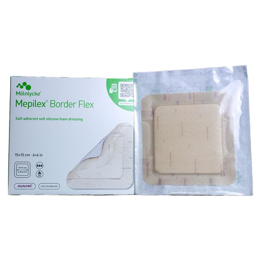 Mepilex Border Flex Self-Adherent Foam Dressing, 6 x 6 Inch - Case of 50 - Image 1