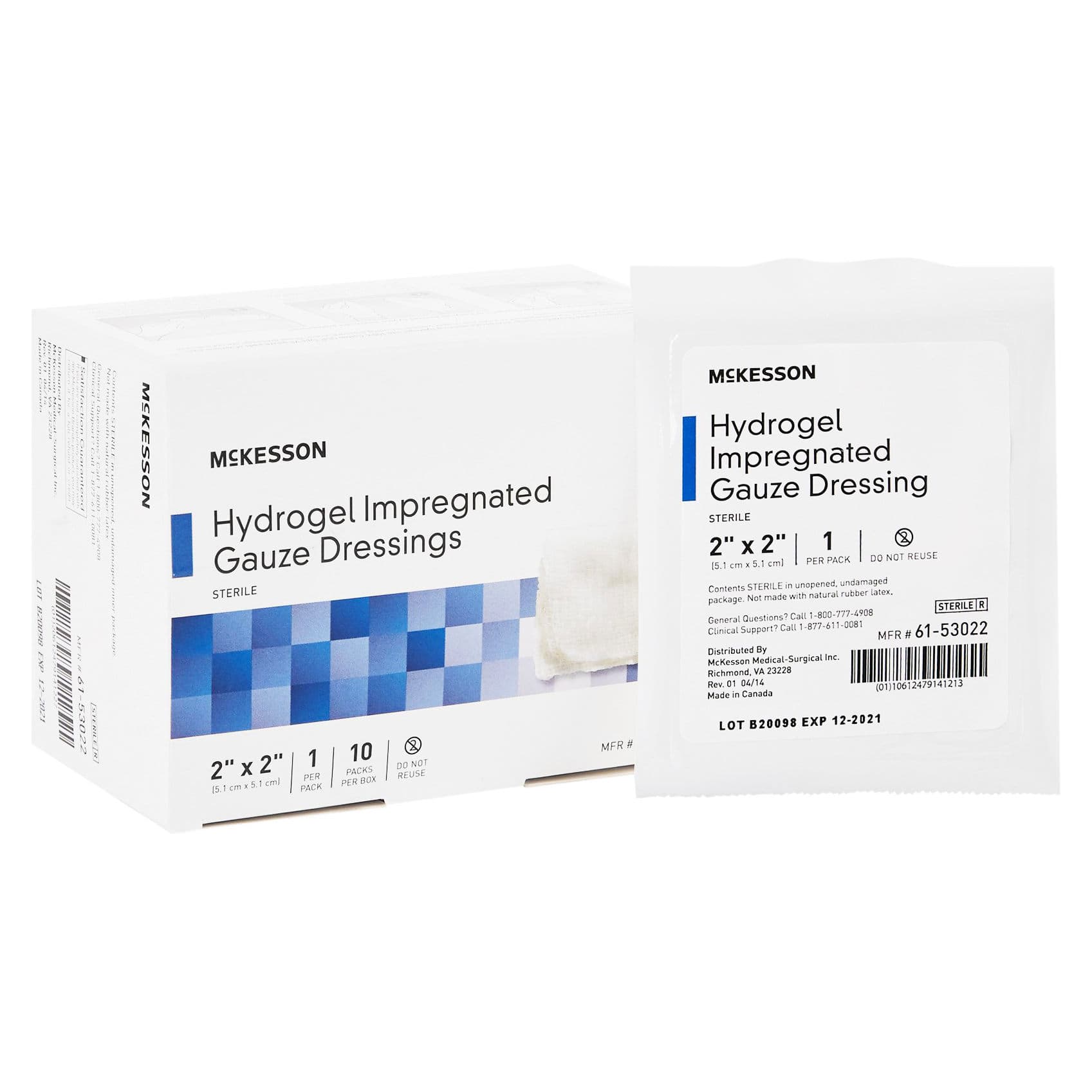 McKesson Hydrogel Gauze Dressing White Square Sterile, 2 x 2 Inch - Case of 40 - Image 1