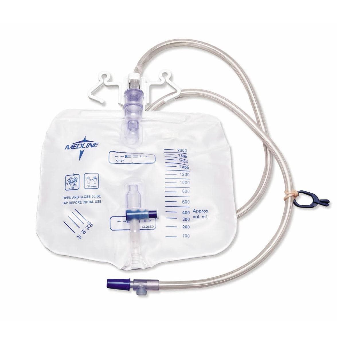 Medline Urinary Drainage Bag with Anti-Reflux Valve and Metal Clamp - Image 2