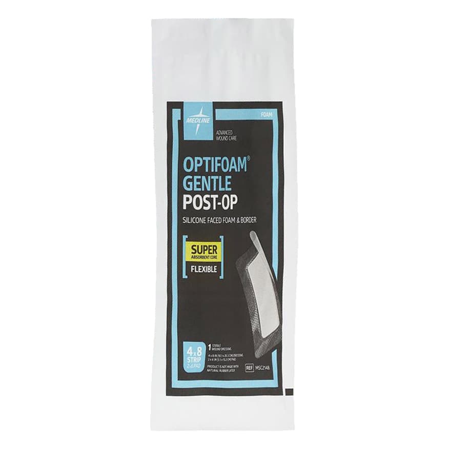 Optifoam Gentle Post-op Silicone Face Foam Dressing, Sterile, 4 x 8 Inch - Each - Image 1