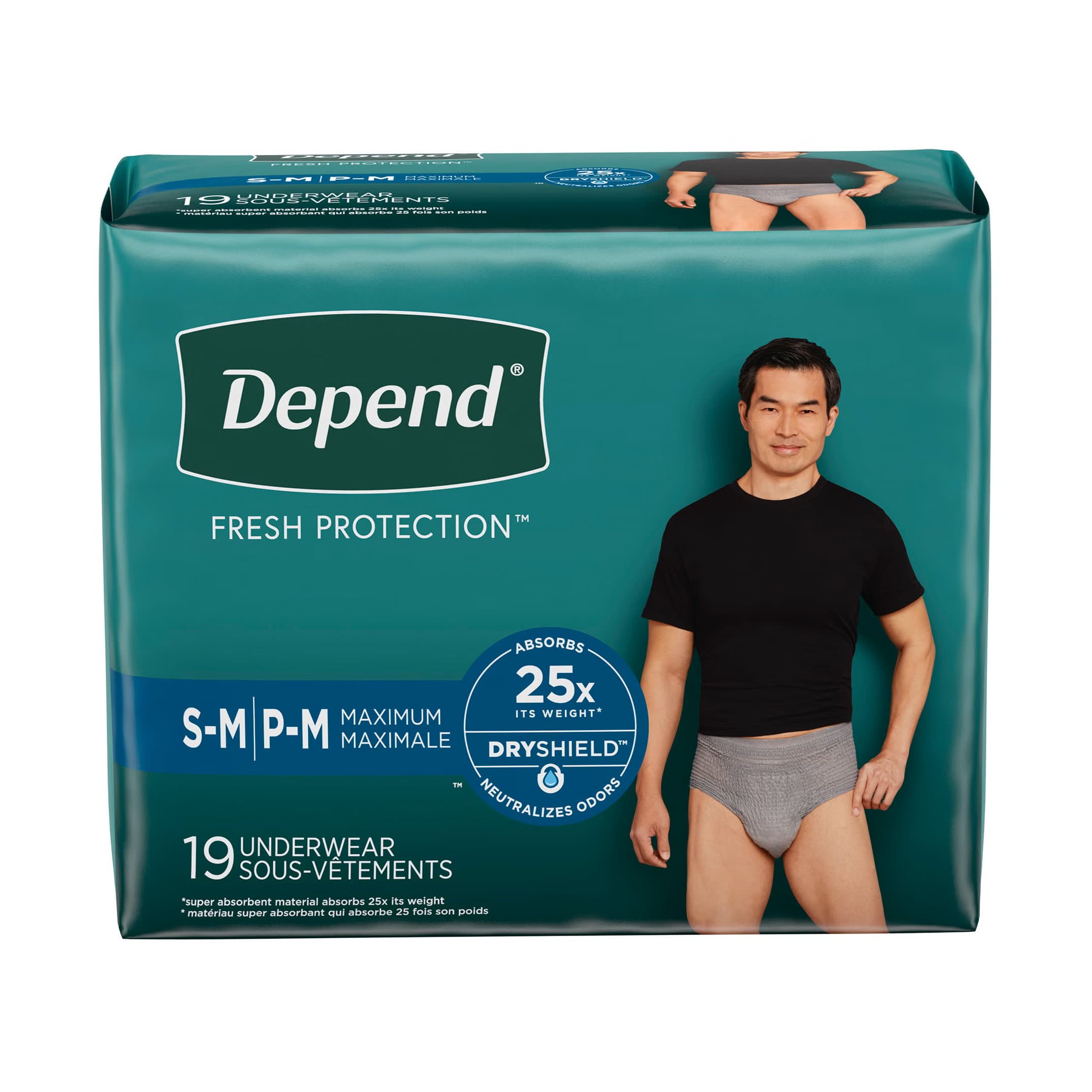 Depend Fresh Protection Underwear for Men, Small-Medium - Bag of 19 - Image 1