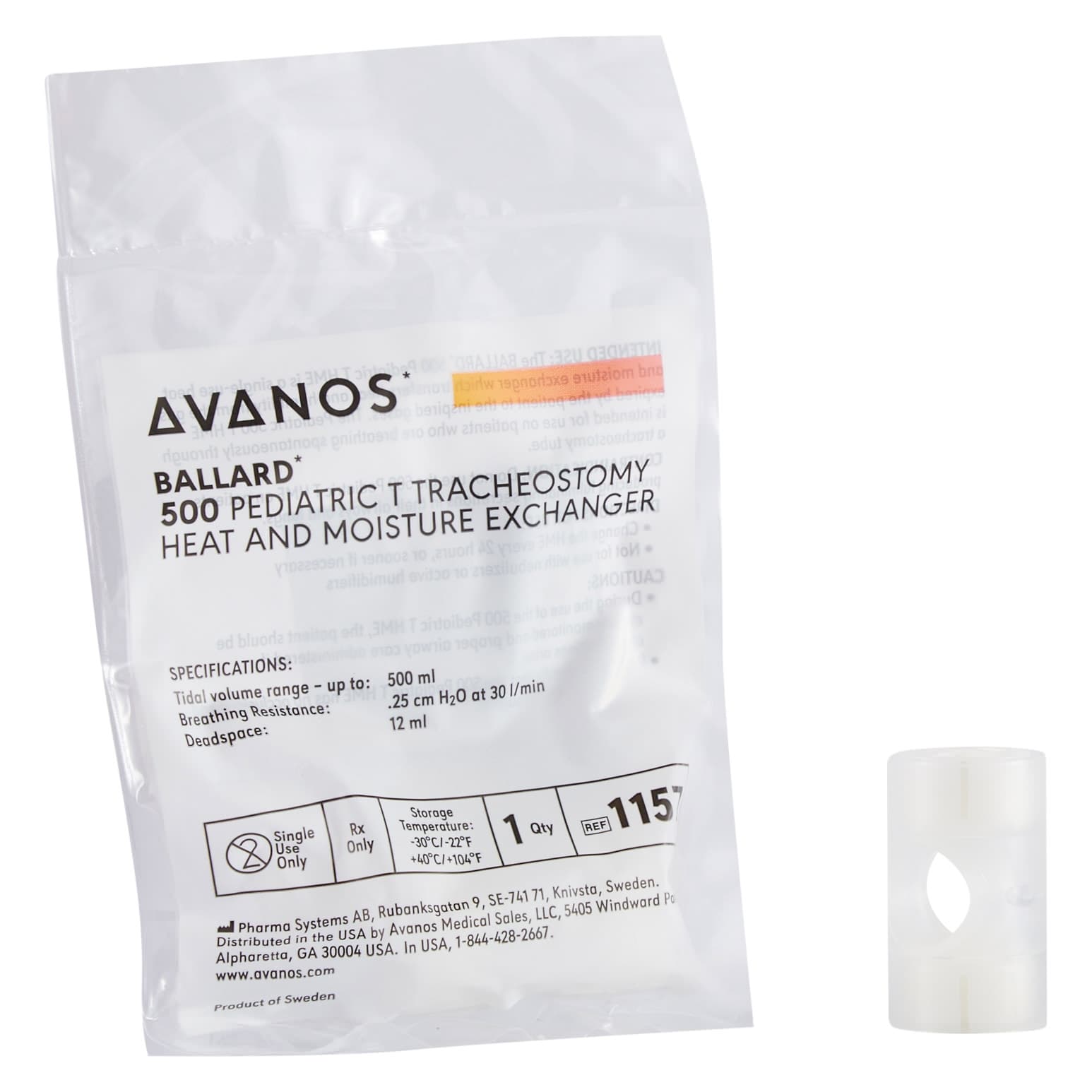 Avanos Ballard 500 Pediatric T Tracheostomy Heat And Moisture Exchanger - Case of 50 - Image 1