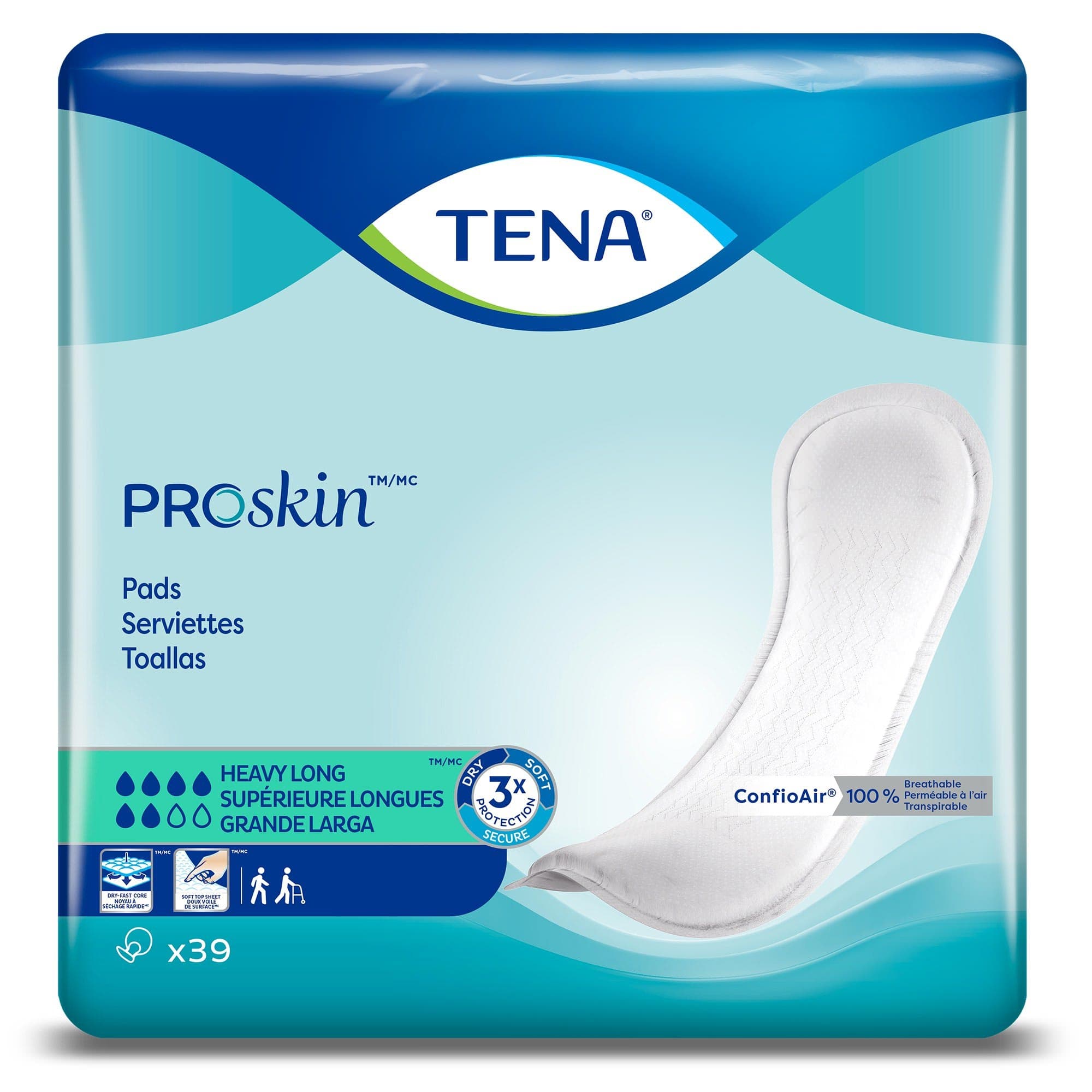 TENA ProSkin Heavy Incontinence Pads, Long - Bag of 39 - Image 1