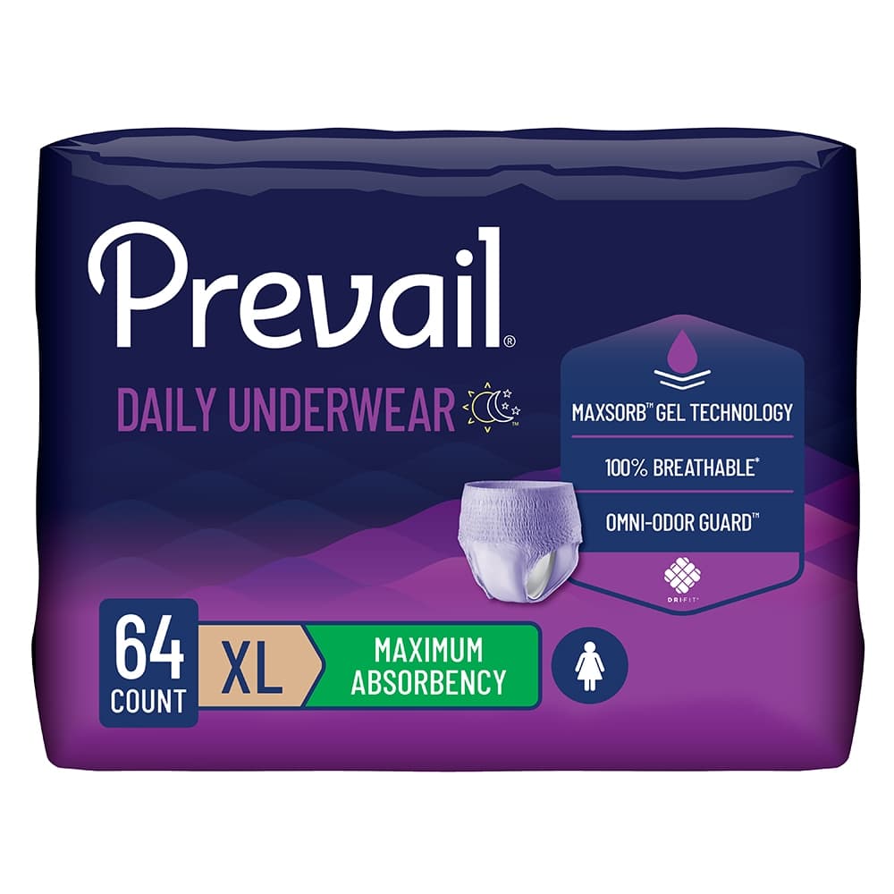 Prevail Daily Absorbent Underwear for Women, Extra Large - Case of 64 - Image 1