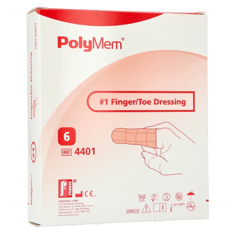 PolyMem Finger and Toe Foam Dressing, Small, 1.8 to 2.2 Inch - Box of 6 - Image 1