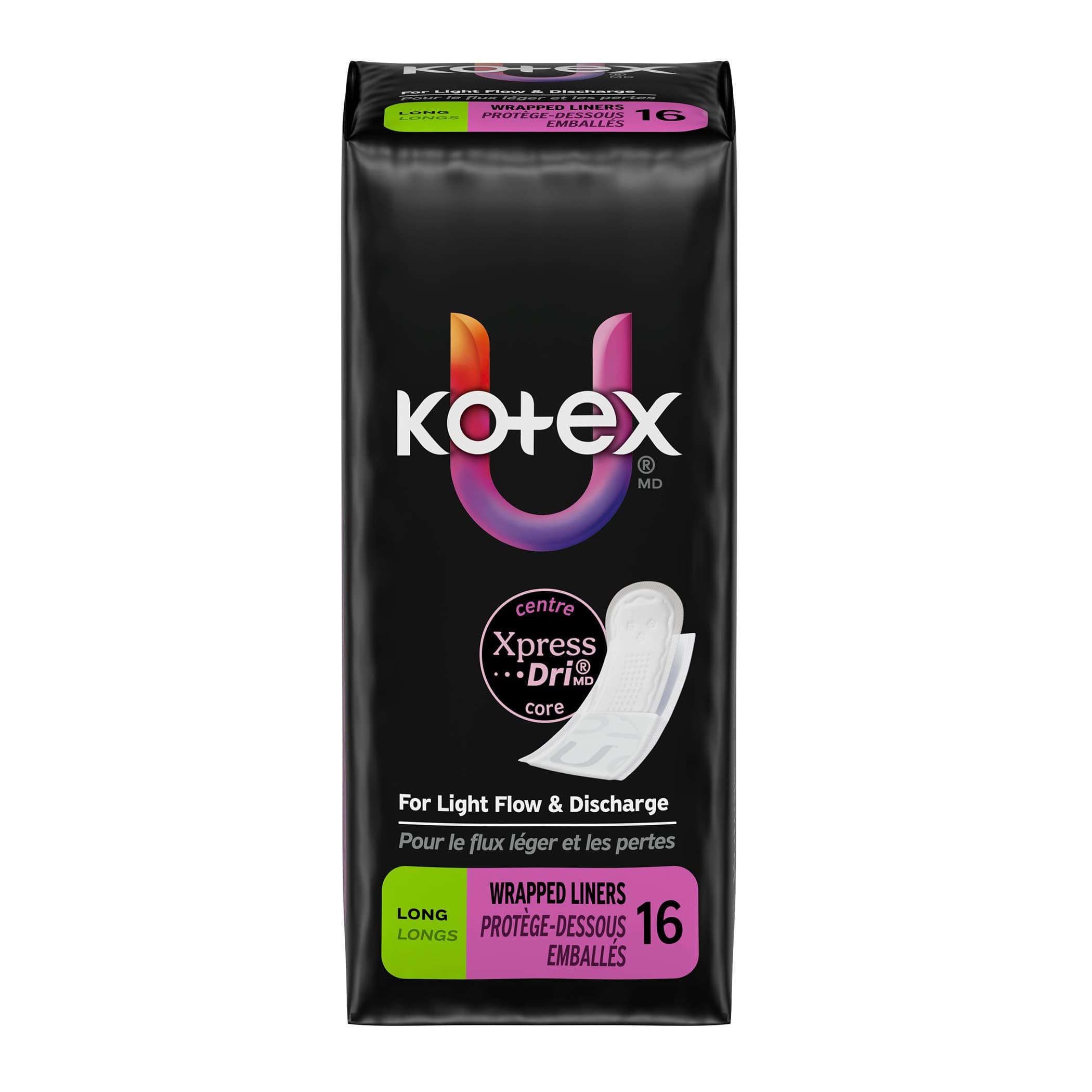 U by Kotex Clean & Secure Panty Liners, Long Length - Case of 192 - Image 1