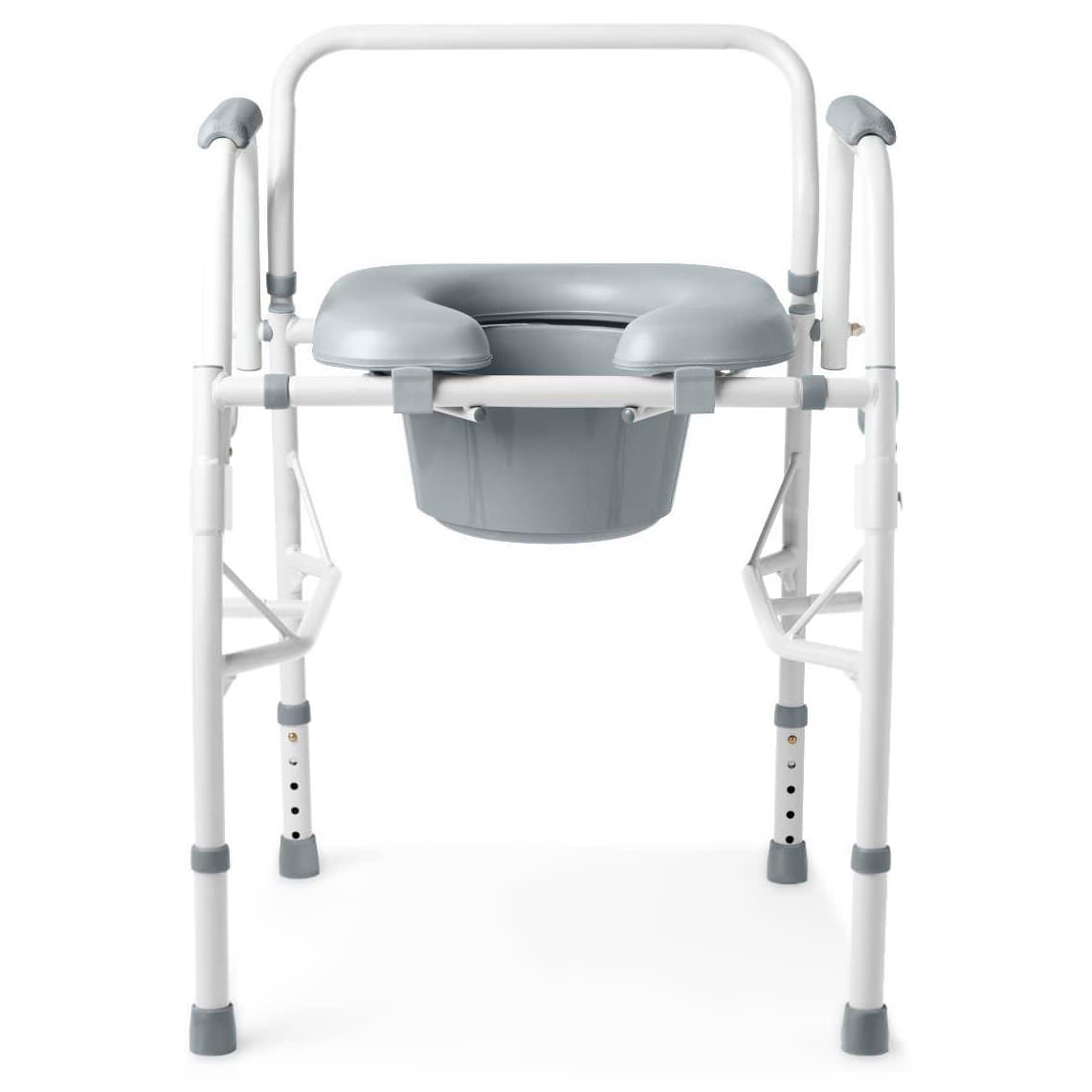 Medline Padded Steel Drop-Arm Bedside Commode, 350 lb Capacity - Each - Image 1