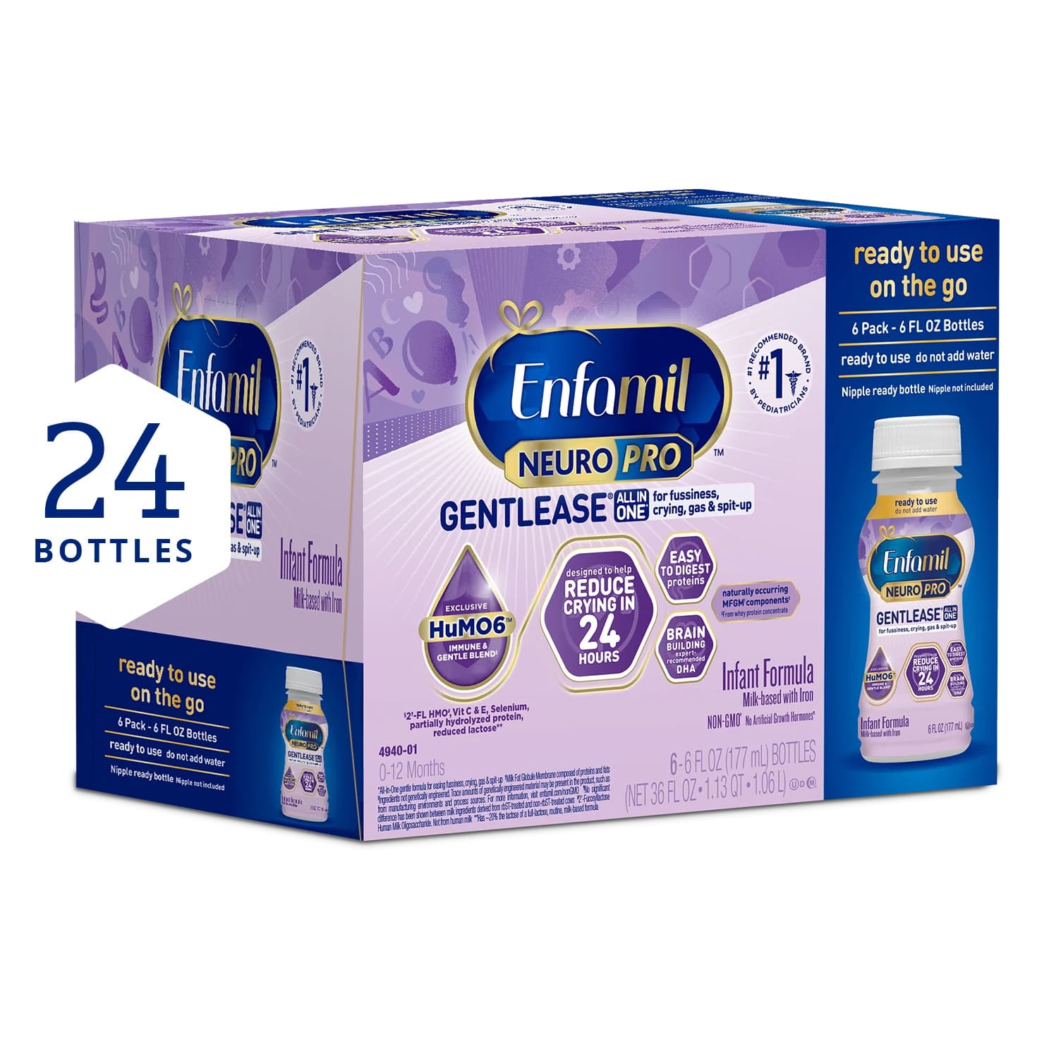 Enfamil NeuroPro Gentlease Ready to Use Infant Formula, 6 oz - Case of 24 - Image 1