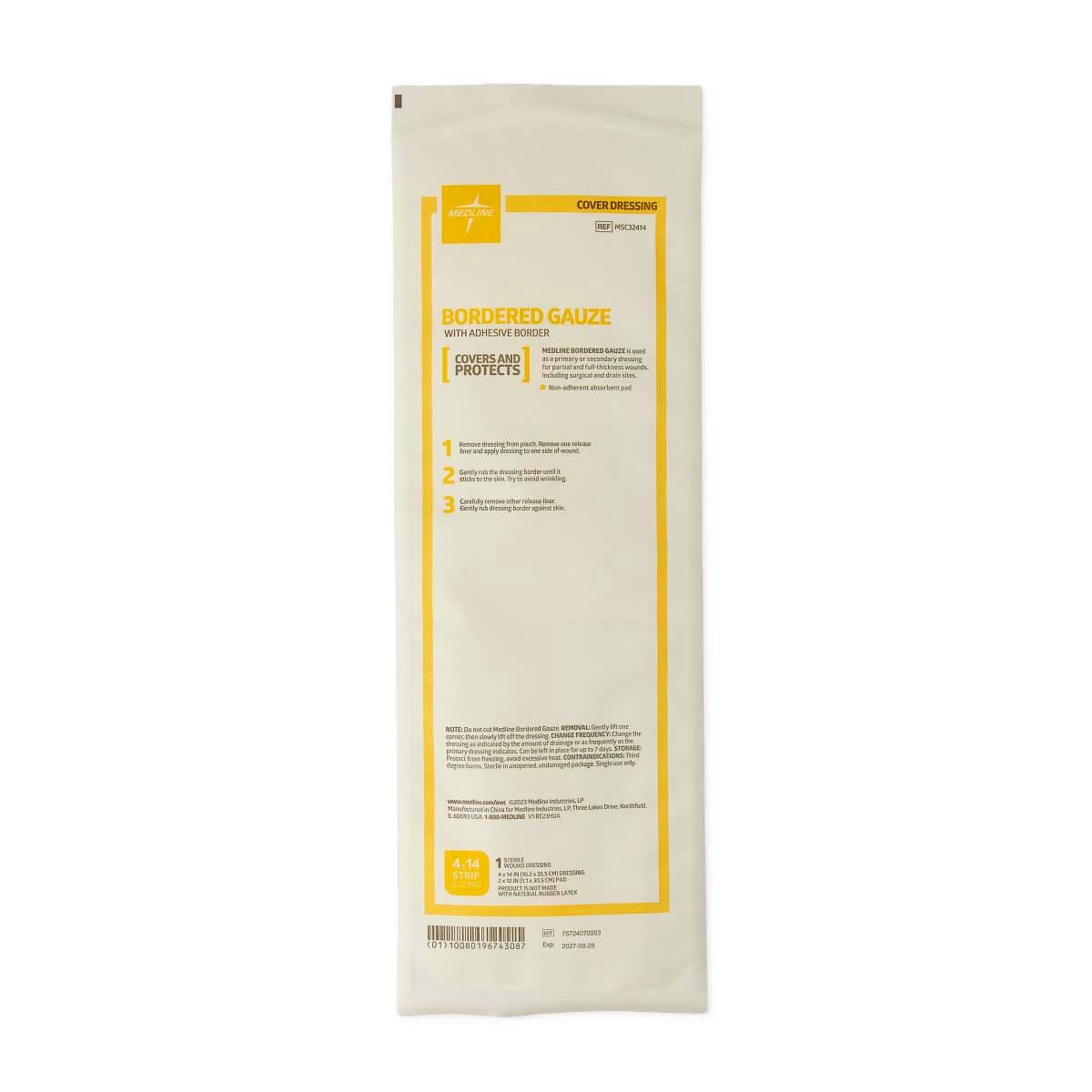 Medline Bordered Island Wound Dressing, 4 x 14 Inch - Image 1