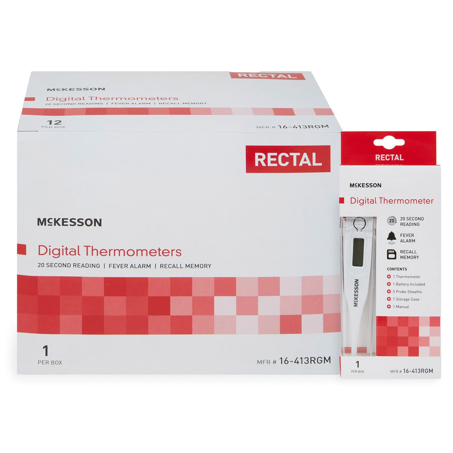 McKesson Digital Stick Thermometer 30 Second Response, Digital Display, Rectal Probe - Each - Image 1
