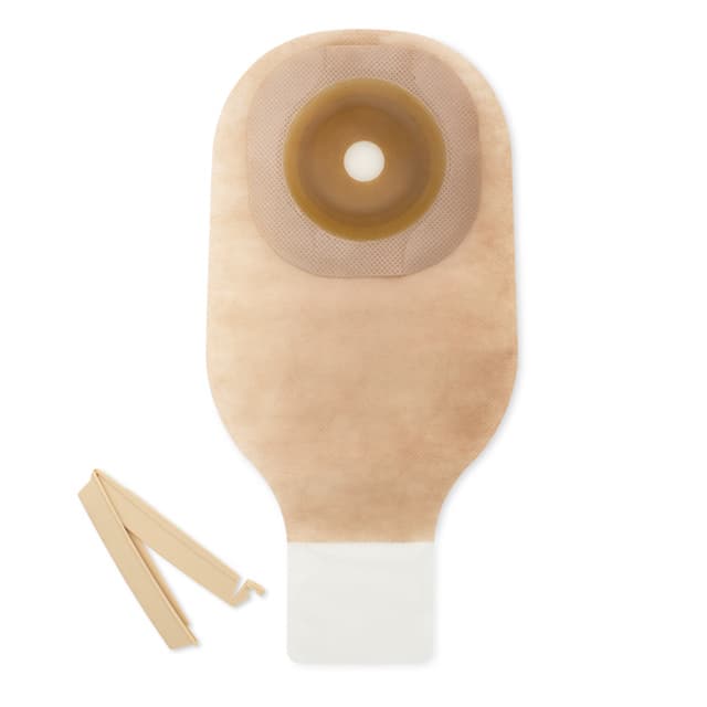 Premier 1-Piece 9 Inch Drainable Ostomy Pouch With Flat Flextend Barrier, Transparent, Up to 2-1/2 Inch - Box of 10 - Image 1