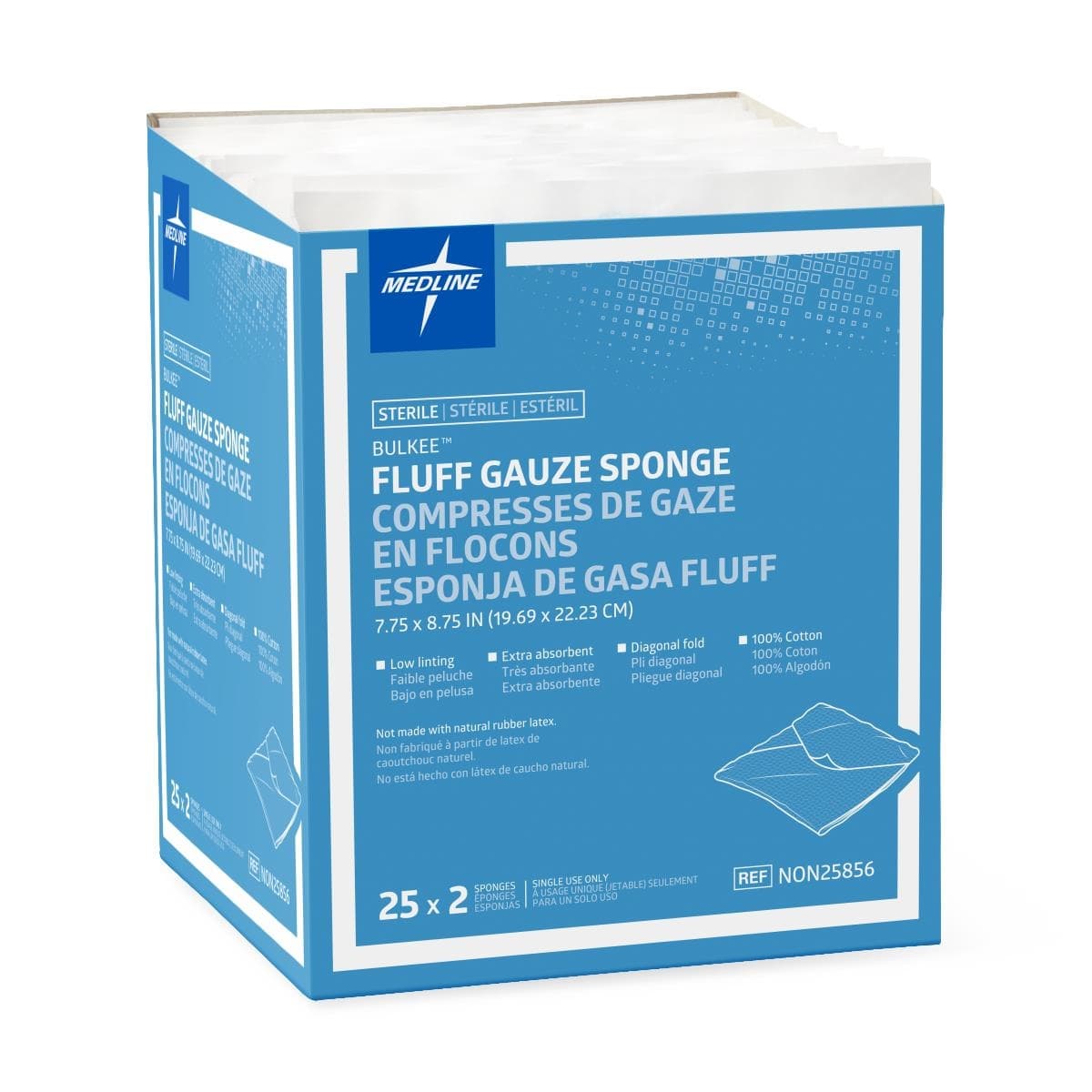Medline Bulkee II Extra Absorbent Super Fluff Sponge, 7.75 x 8.75 Inch - Case of 400 - Image 1