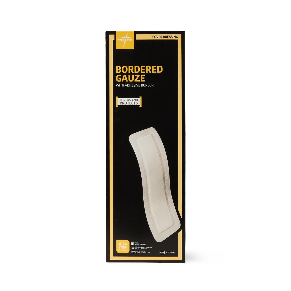 Medline Bordered Island Wound Dressing, 4 x 14 Inch - Case of 150 - Image 1