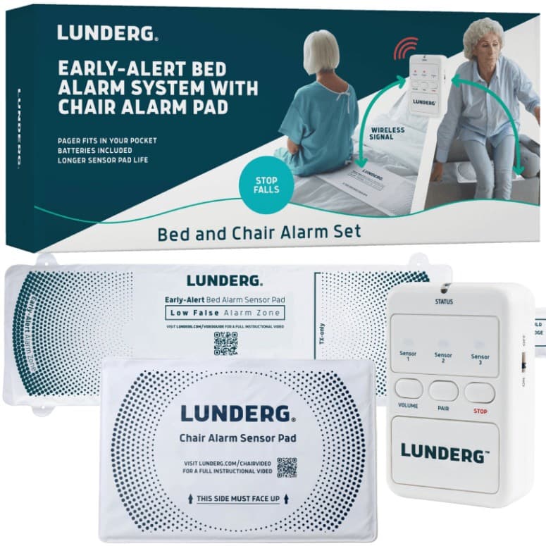 Lunderg Wireless Bed and Chair Alarm Set with Sensor Pad