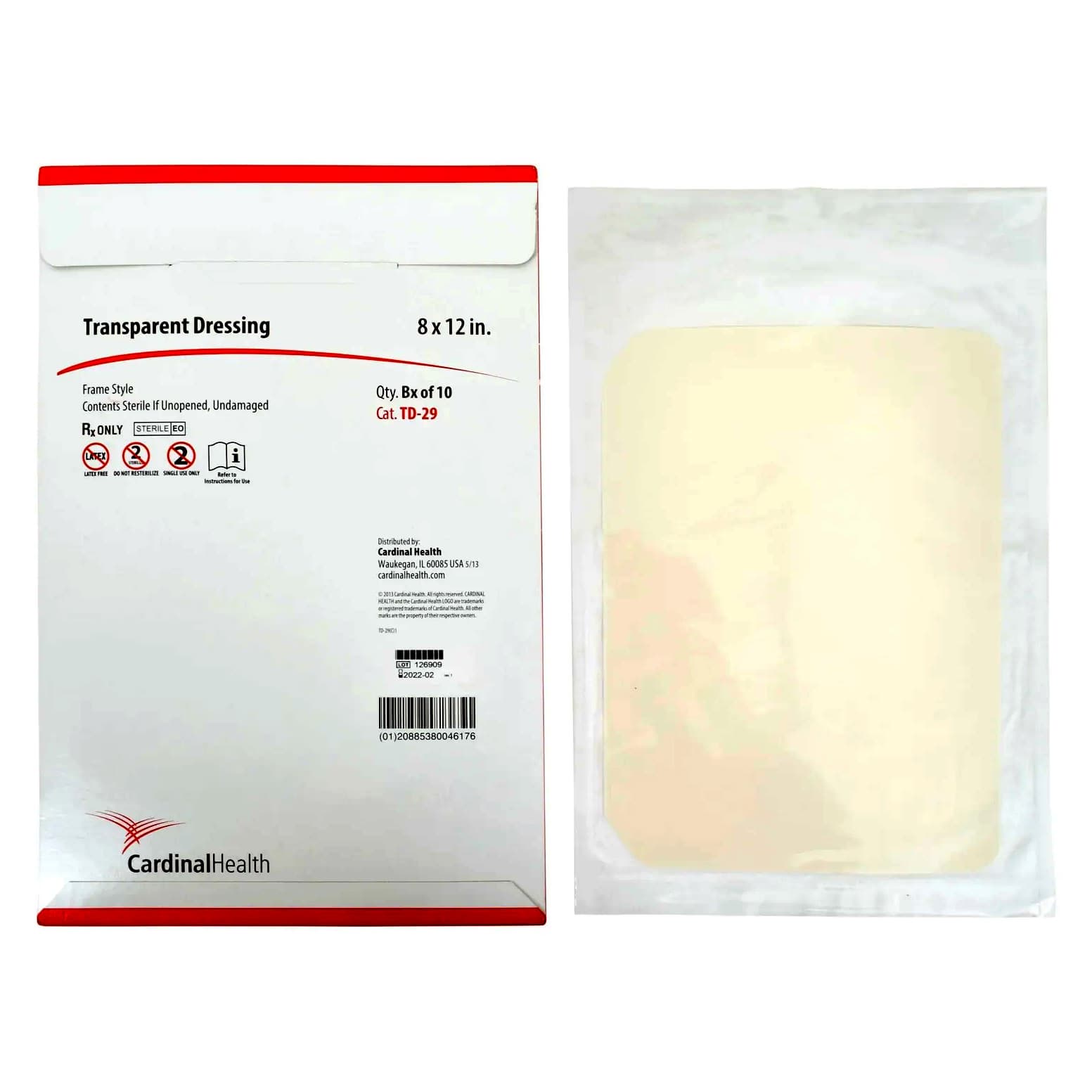 Cardinal Frame Style Window In Transparent Film Dressings, 8 x 12 Inch - Each - Image 1