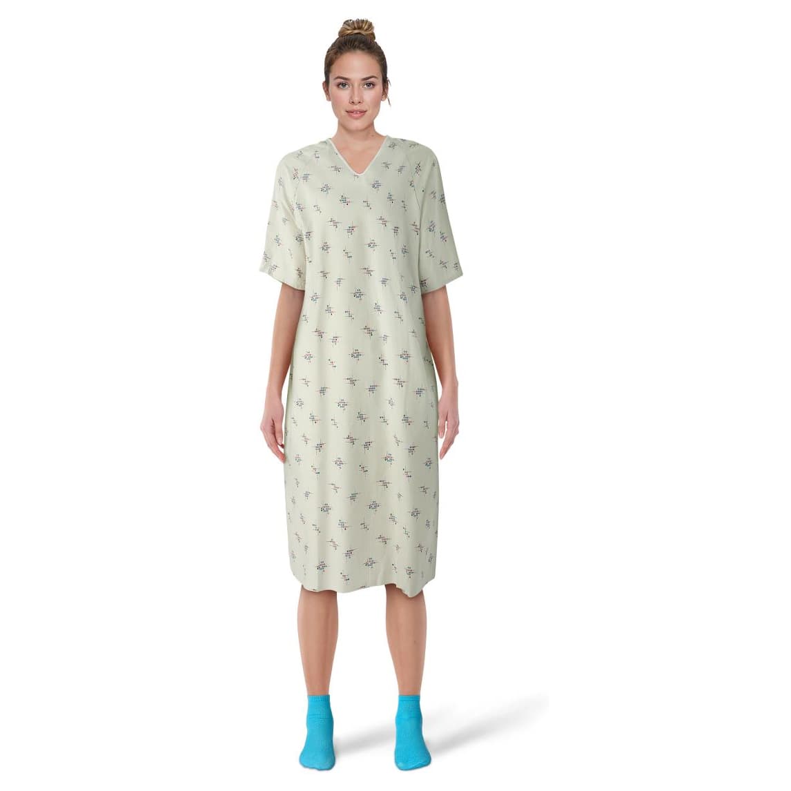 Medline Cotton/Poly Blend Patient Gown with Side Ties, Gray - 1 Dozen