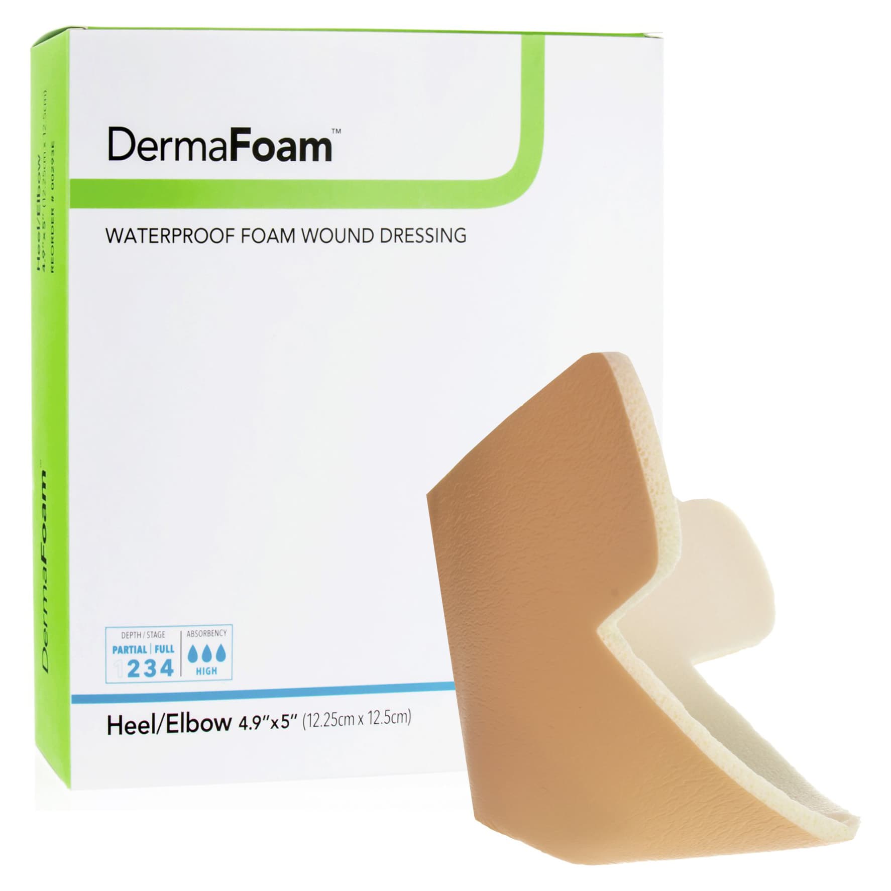 DermaFoam Waterproof Non Adhesive Foam Wound Dressing, 4.9 x 5 Inch - Box of 5 - Image 1
