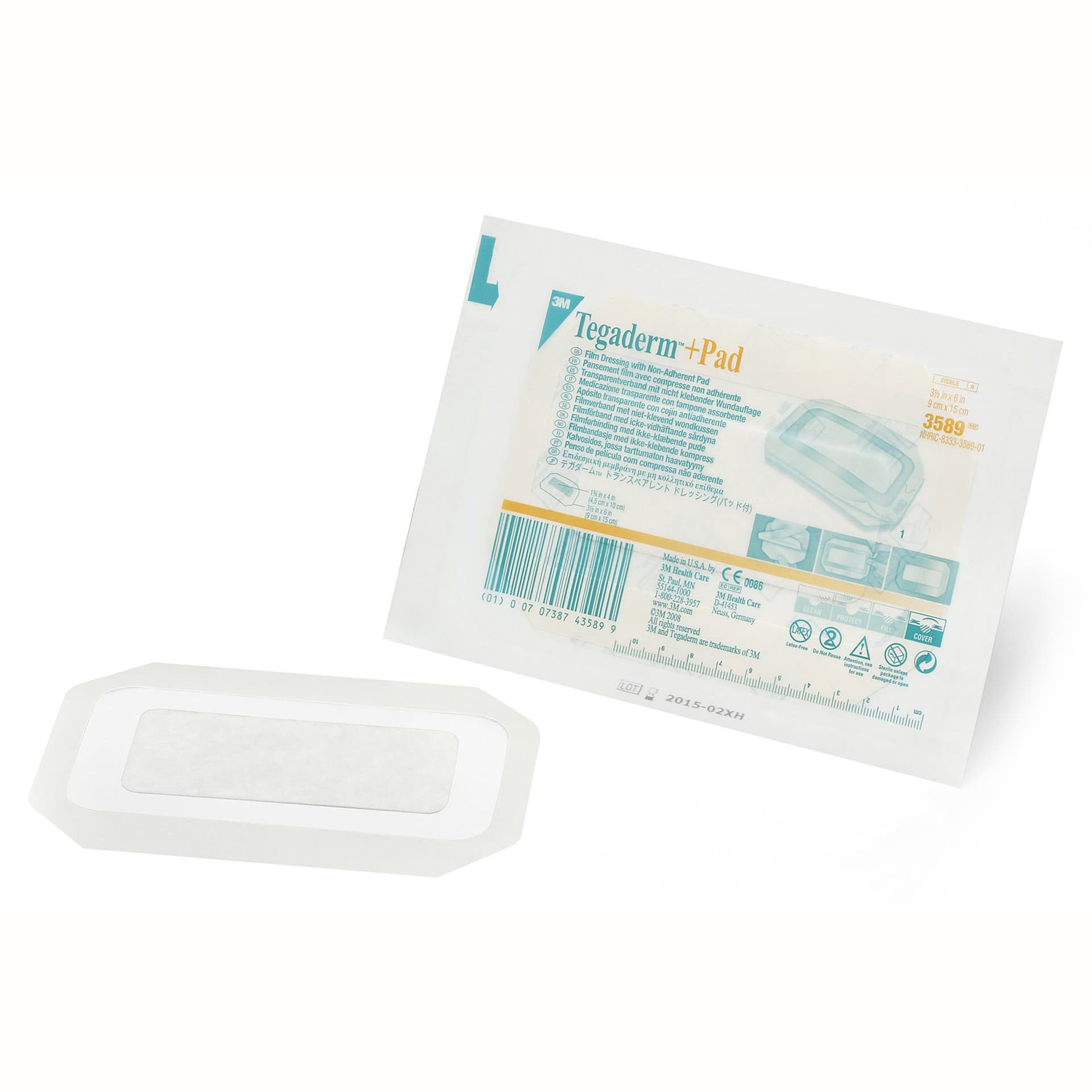 3M Tegaderm Plus Pad Film Dressing, 3-1/2" x 6" - Box of 25 - Image 1